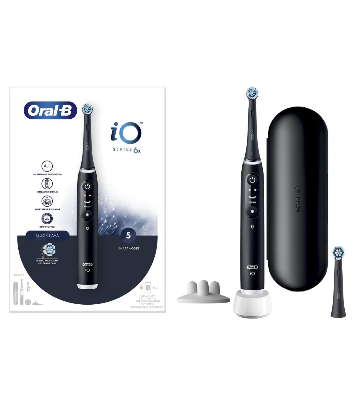 Cepillo Dental Braun Oral-B IO 6  Incluye 2 Recambios  Negro