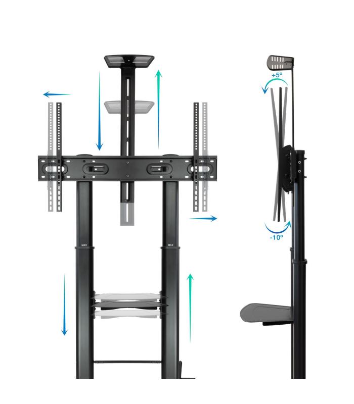 Soporte De Suelo Inclinable  Ajustable Con Ruedas Tooq FS20400HM-B Para TV De 60-100'  Hasta 100kg