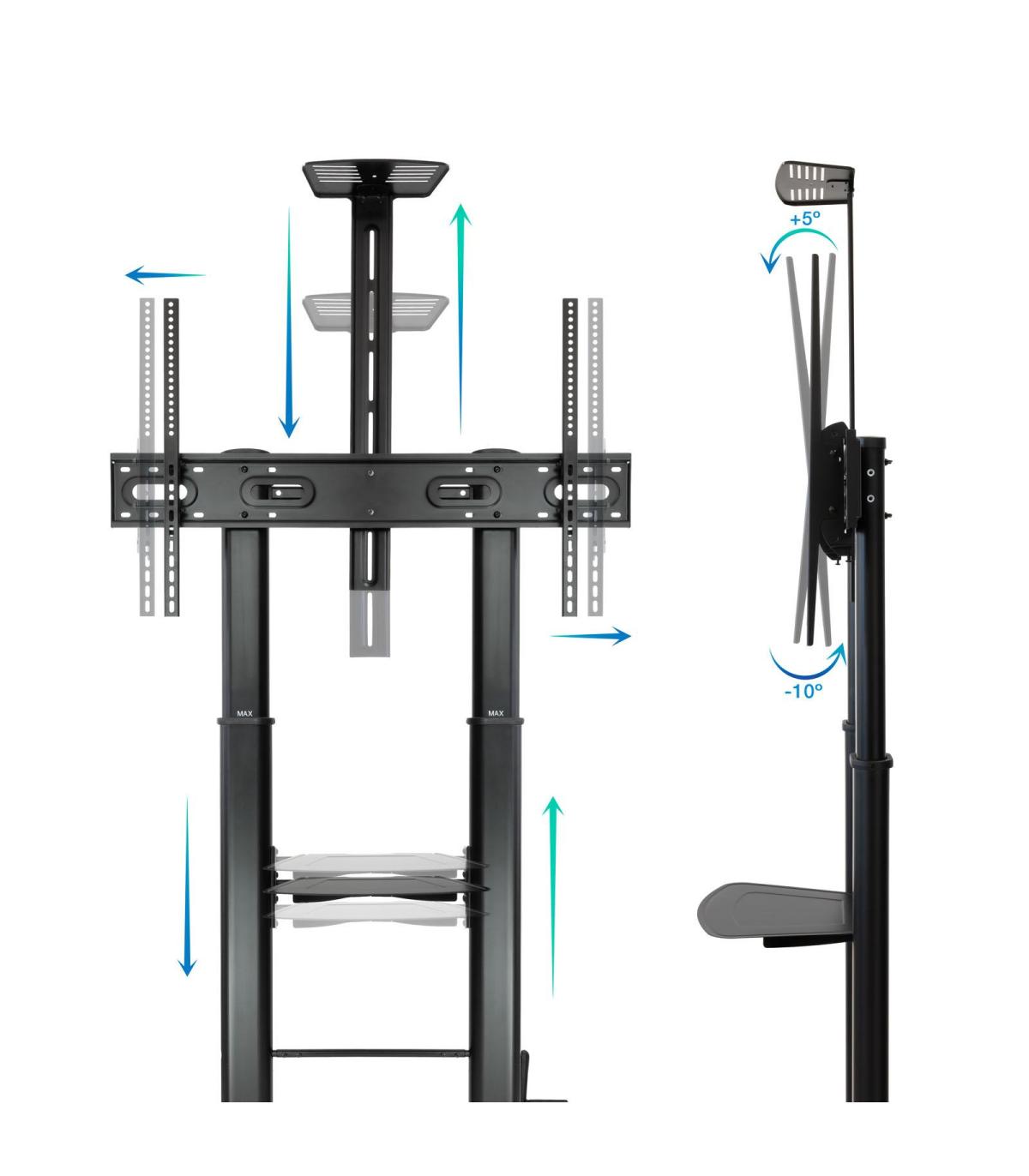 Soporte De Suelo Inclinable  Ajustable Con Ruedas Tooq FS20400HM-B Para TV De 60-100'  Hasta 100kg