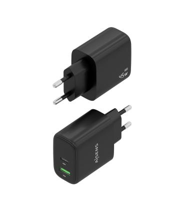 CARGADOR AISENS GAN 45W 1XUSB-C PD3.0 QC4.0 1XUSB-A QC3.0 NEGRO