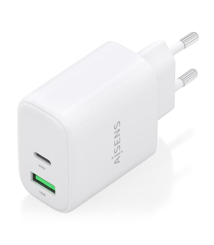 CARGADOR AISENS GAN 45W 1XUSB-C PD3.0 QC4.0 1XUSB-A QC3.0 BLANCO