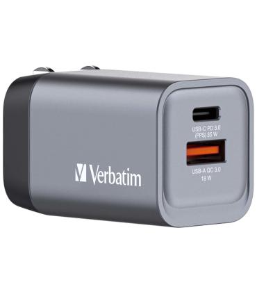 CARGADOR DE PARED UNIVERSAL GAN PARA VIAJE VERBATIM GNC-35 1XUSB TIPO-C  1XUSB 