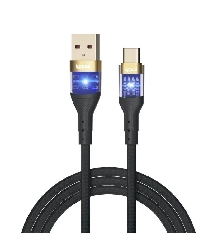 Iggual Cable USB-A A Tipo C 3A 100 Cm Trenzado LED