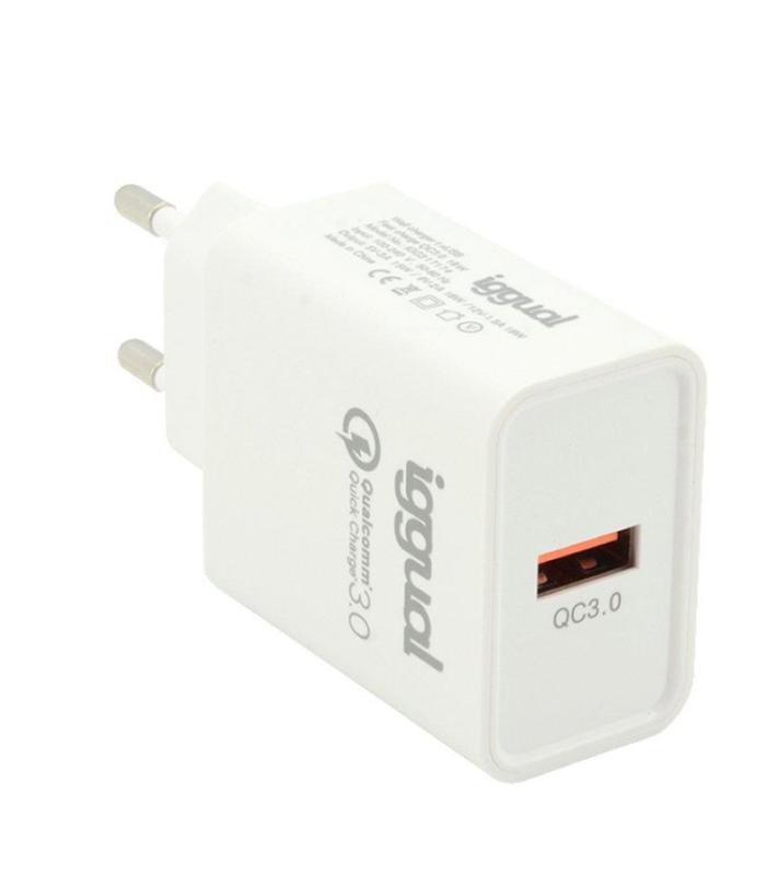 Iggual Cargador 1xUSB Carga Rpida QC3.0 18W
