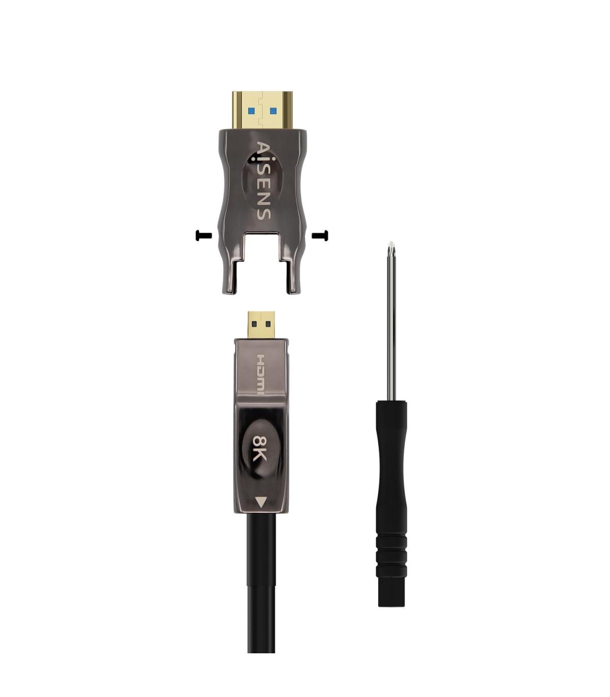 CABLE HDMI AISENS V2.1 OPTICO ACTIVO AOC DESMONTABLE 8K60HZ M M 15M NEGRO