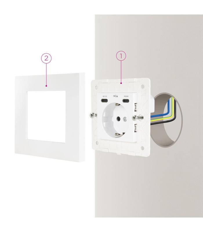 Roseta De Pared Nanocable 10 35 0012  1 Schuko  2 USB