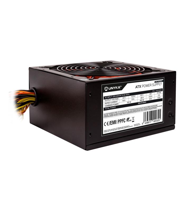 Unyka ATX 550W Gaming - Ventilador 140mm - 19-28dBA - Conector PCIe 6+2