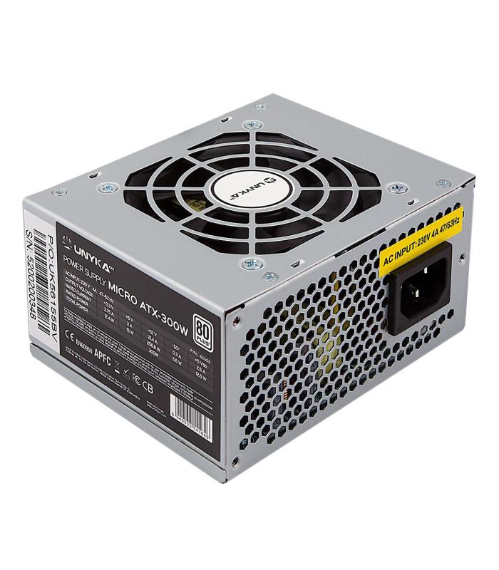 Fuente Alimentacin Unykach SFX (formato Cuadrado) - 300W - 85% Eficiencia - Ventilador 8cm - 24 Pins - 2x S-ATA - 1x FDD - 2x Mo