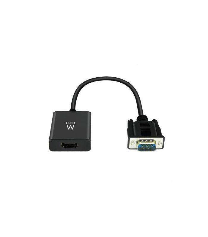 CABLE CONVERTIDOR EWENT VGA MACHO - HDMI HEMBRA CON AUDIO 0,20 METROS
