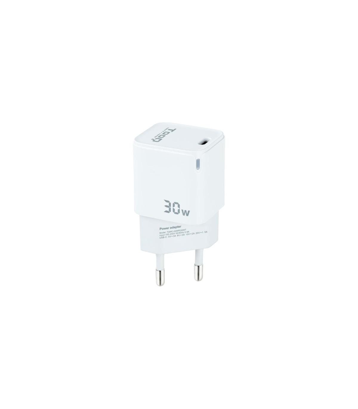 CARGADOR DE PARED GAN TOOQ TQWC-GANPD30WT  1XUSB TIPO-C  30W