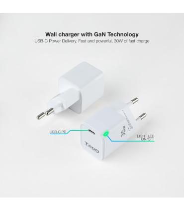 CARGADOR DE PARED GAN TOOQ TQWC-GANPD30WT  1XUSB TIPO-C  30W