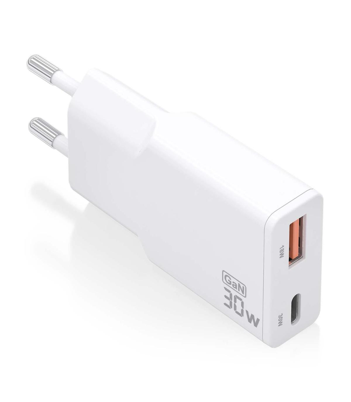CARGADOR DE PARED GAN AISENS ASCH-30W2P046-W  1XUSB TIPO-C 1XUSB  30W  BLANCO