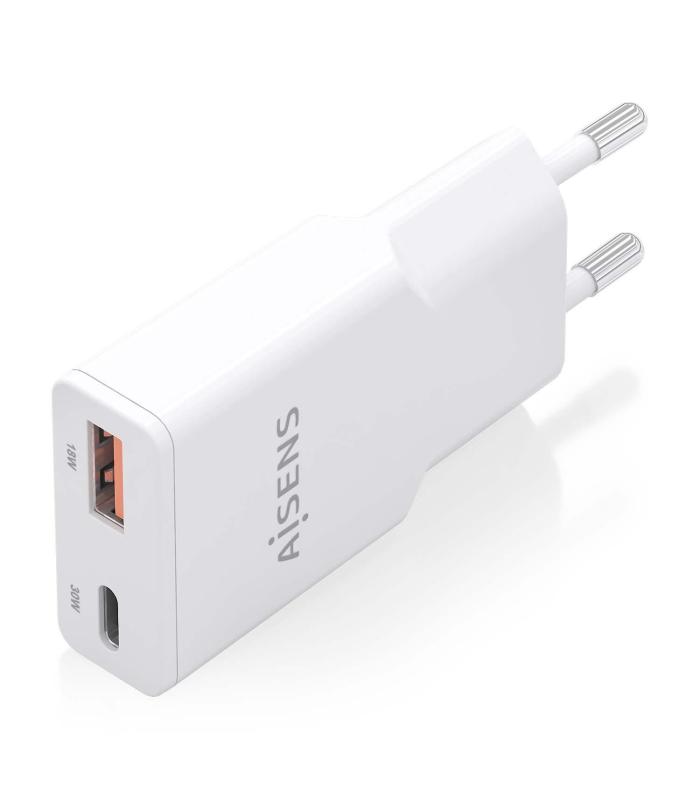 CARGADOR DE PARED GAN AISENS ASCH-30W2P046-W  1XUSB TIPO-C 1XUSB  30W  BLANCO