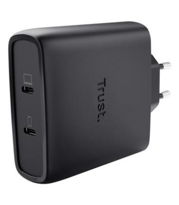 CARGADOR DE PARED GAN TRUST MAXO 100W  2XUSB TIPO-C INCLUYECABLE USB TIPO-C  100