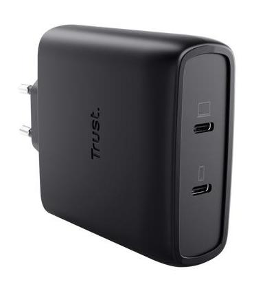 CARGADOR DE PARED GAN TRUST MAXO 100W  2XUSB TIPO-C INCLUYECABLE USB TIPO-C  100