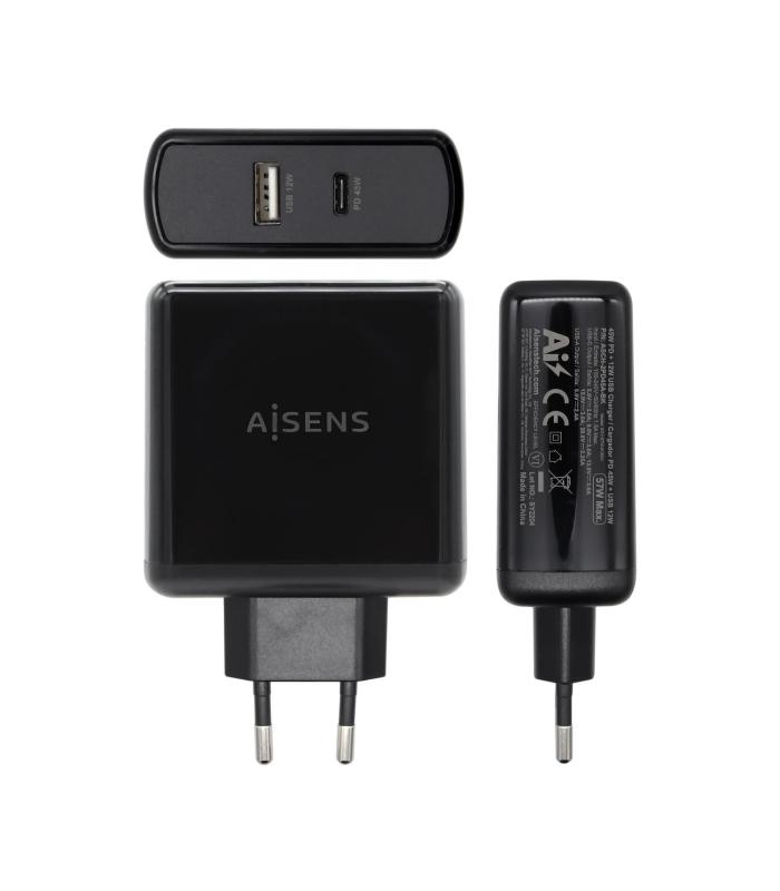 CARGADOR DE PARED AISENS ASCH-2PD45A-BK  1XUSB TIPO-C  1XUSB  57W