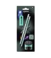 BLISTER CON 2 LPICES DE GRAFITO NORIX HB, AFILALPICES Y GOMA TURQUESA STAEDTLER 181 SBK2-3