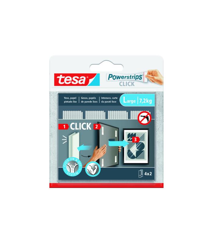 BLISTER TIRAS ADHESIVAS CUELGA OBJETOS POWERSTRIPS CLIK 7,2KG  4 PARES 85X20MM \"L\" TESA 77722-00001-00