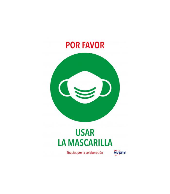 SEALES ADHESIVOS PREIMPRESO  \"USAR MASCARILLAS \" SOBRE DE 2 HOJAS EN A4 AVERY AV_KITCOVID2_ES