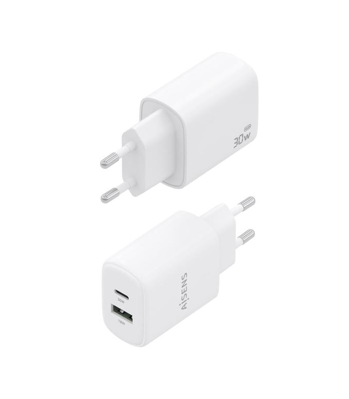 CARGADOR DE PARED GAN AISENS A110-0977  1XUSB TIPO-C  1XUSB 30W  BLANCO