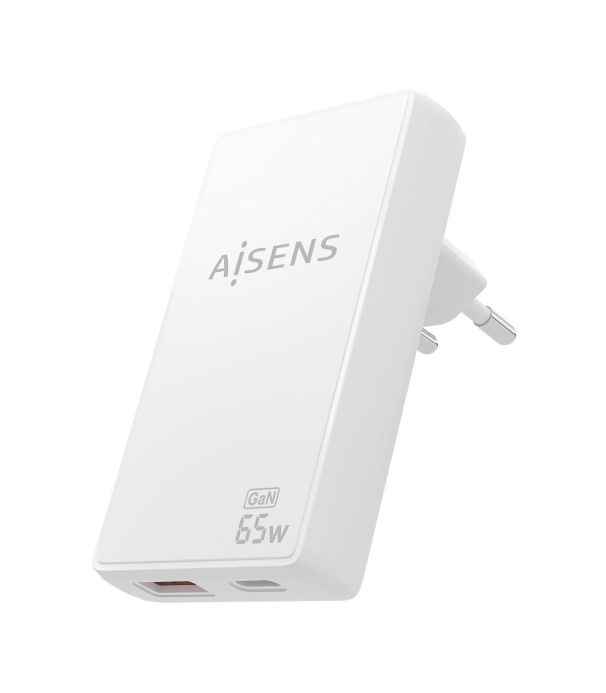 CARGADOR DE PARED GAN AISENS ASCH-65W2P076-W  1XUSB TIPO-C 1XUSB  65W  BLANCO