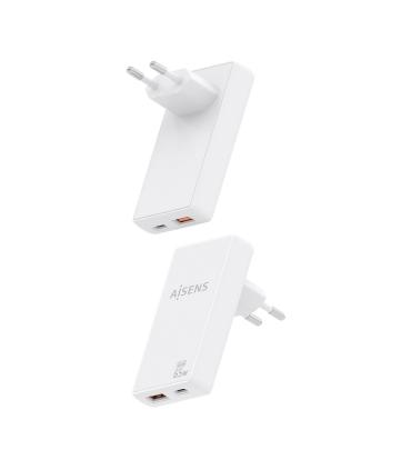 CARGADOR DE PARED GAN AISENS ASCH-65W2P076-W  1XUSB TIPO-C 1XUSB  65W  BLANCO