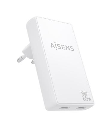 CARGADOR DE PARED GAN AISENS ASCH-65W2P077-W  2XUSB TIPO-C 65W  BLANCO