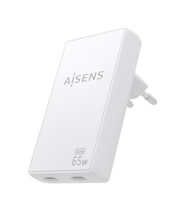 CARGADOR DE PARED GAN AISENS ASCH-65W2P077-W  2XUSB TIPO-C 65W  BLANCO