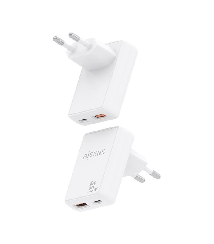 CARGADOR DE PARED GAN AISENS ASCH-30W2P074-W  1XUSB TIPO-C 1XUSB  30W  BLANCO