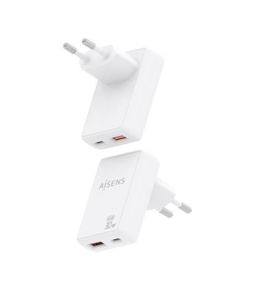 CARGADOR DE PARED GAN AISENS ASCH-30W2P074-W  1XUSB TIPO-C 1XUSB  30W  BLANCO