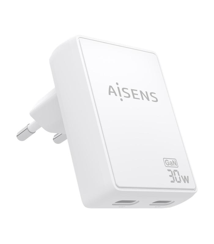 CARGADOR DE PARED GAN AISENS ASCH-30W2P075-W  2XUSB TIPO-C 30W  BLANCO