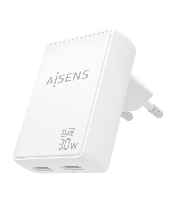 CARGADOR DE PARED GAN AISENS ASCH-30W2P075-W  2XUSB TIPO-C 30W  BLANCO