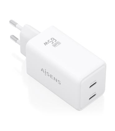 CARGADOR DE PARED GAN AISENS ASCH-65W2P078-W  2XUSB TIPO-C 65W  BLANCO