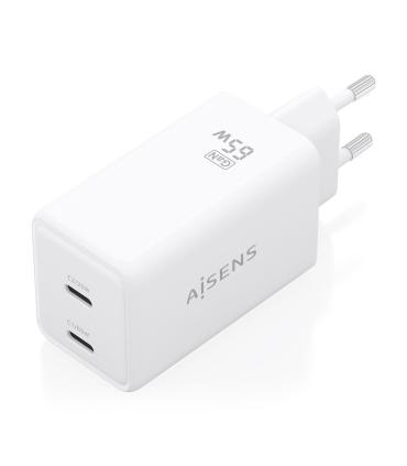 CARGADOR DE PARED GAN AISENS ASCH-65W2P078-W  2XUSB TIPO-C 65W  BLANCO