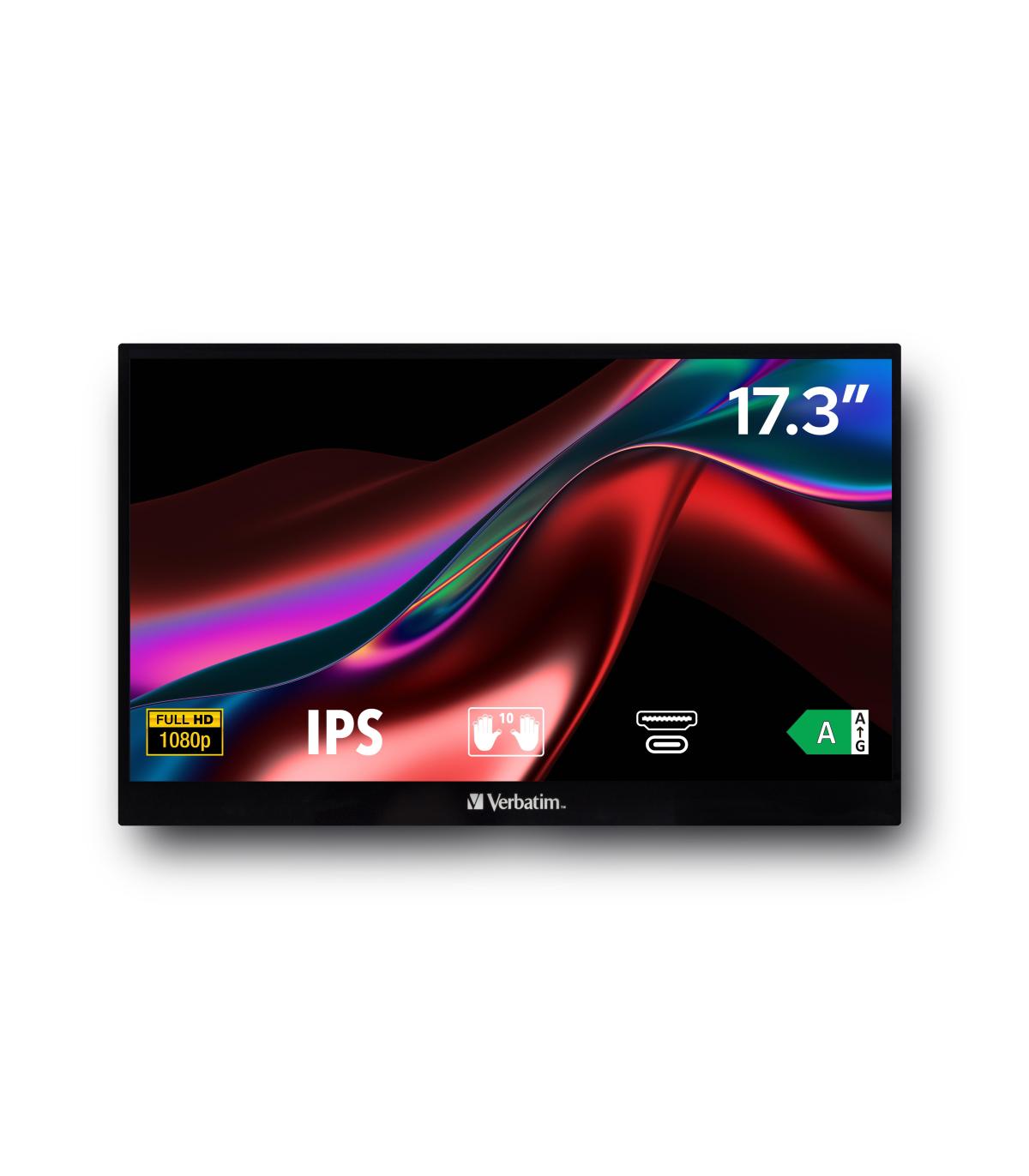 Monitor Porttil Tctil Verbatim PMT-17 17.3'  Full HD  Multimedia  Negro