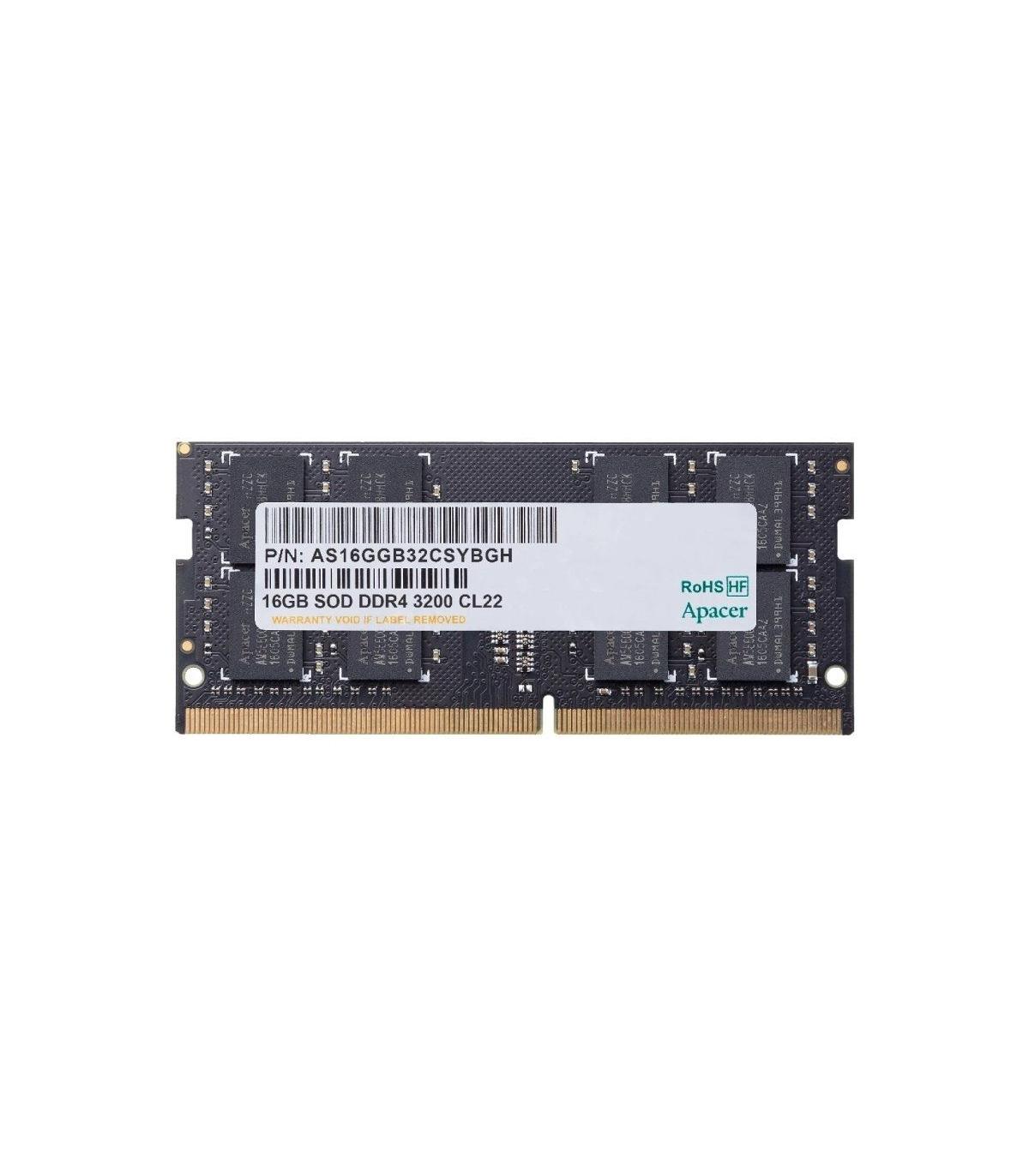 Memoria RAM Apacer AS16GGB32CSYBGH 16GB/ DDR4/ 3200MHz/ 1.2V/ CL22/ SODIMM