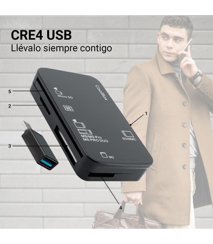 LECTOR DE TARJETAS EXTERNO DNIE  SIM ADAPTADOR A USB-C COOLBOX COO-CRE-4AC