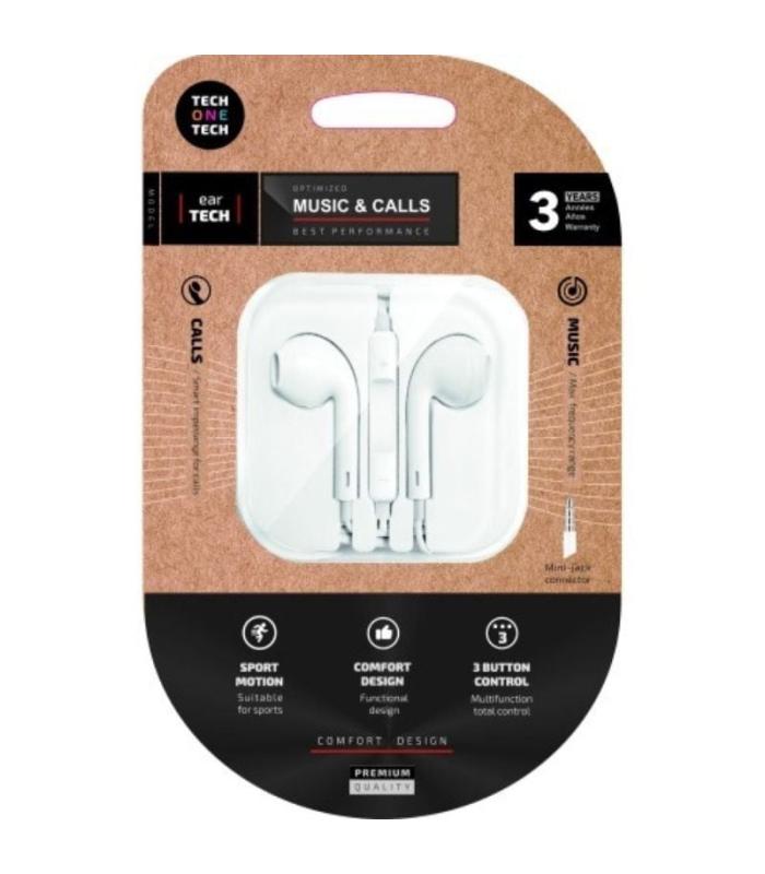 Auriculares Intrauditivos Tech One Tech earTECH TEC1011/ con Micrfono/ Mini Jack 3.5/ Blancos