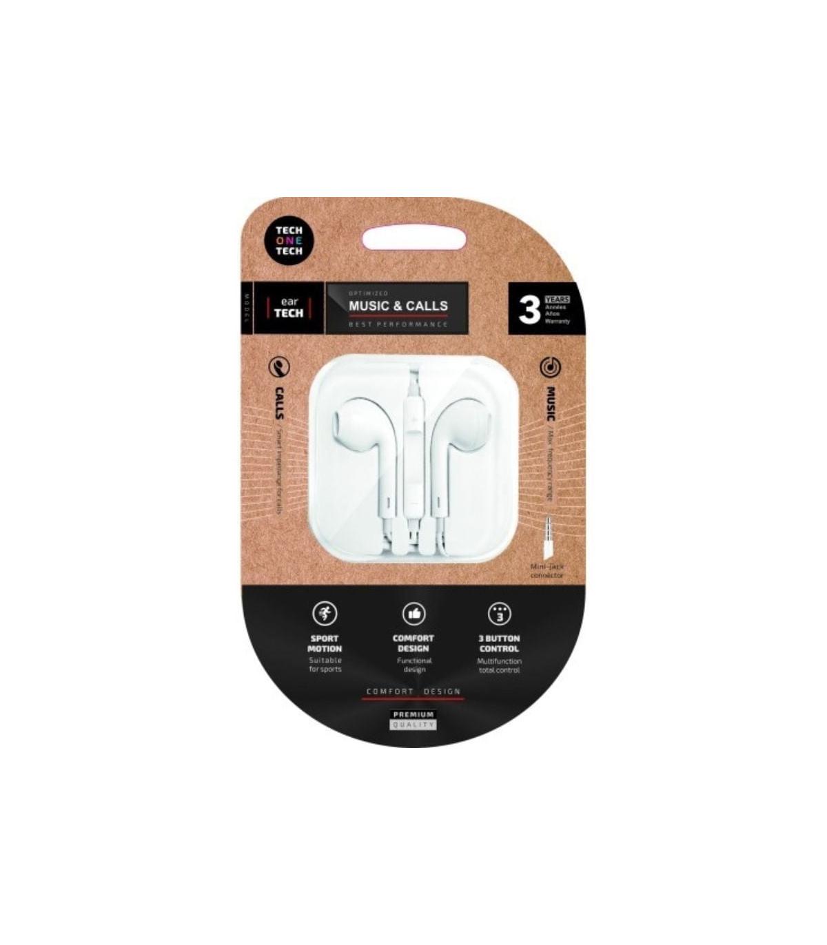 Auriculares Intrauditivos Tech One Tech earTECH TEC1011/ con Micrfono/ Mini Jack 3.5/ Blancos