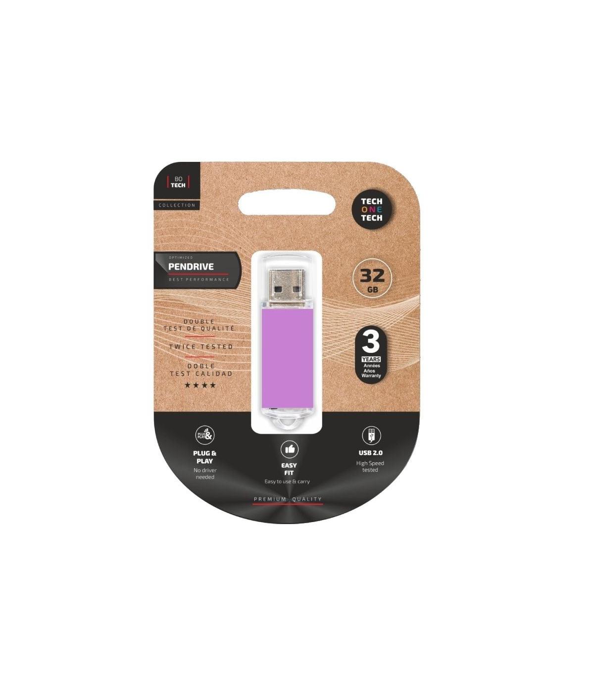 Pendrive 32GB Tech One Tech Basic USB 2.0/ Purpura Claro