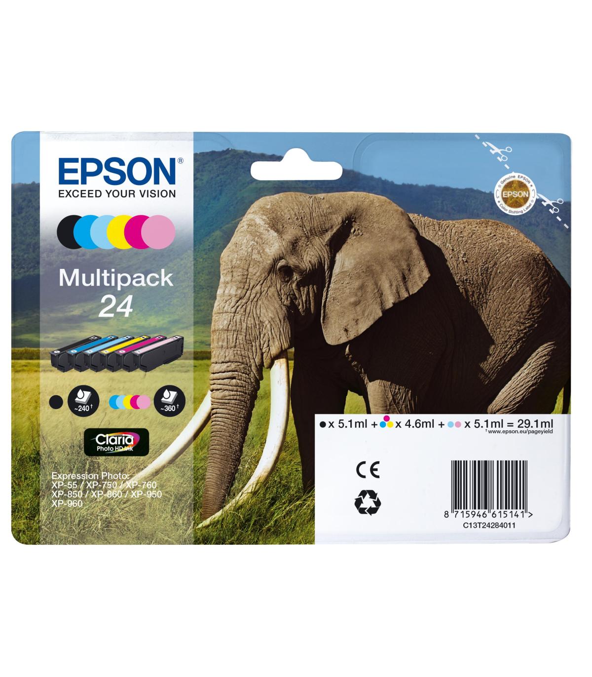 CARTUCHO PACK DE CARTUCHOS 6 COLORES (CMYK, PC Y PM)EPSON 24