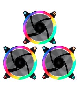 VENTILADOR CAJA ADICIONAL 12X12 UNYKA 3x120mm GAMING CANDY 30ARGB RING LED 51801