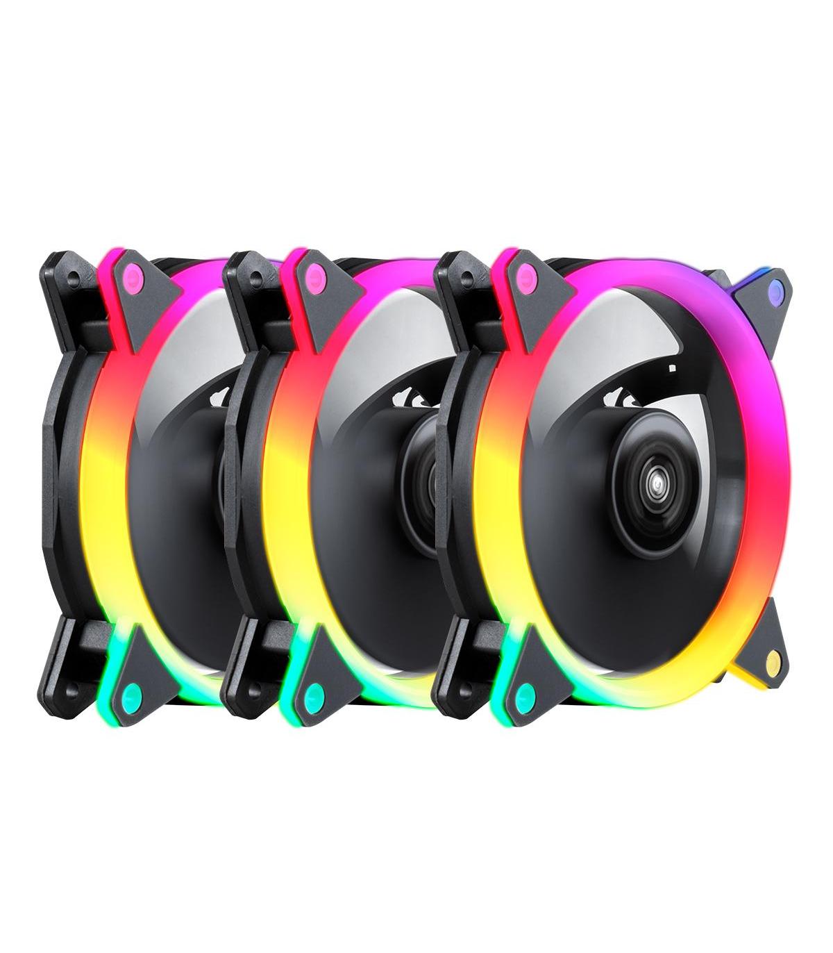 VENTILADOR CAJA ADICIONAL 12X12 UNYKA 3x120mm GAMING CANDY 30ARGB RING LED 51801