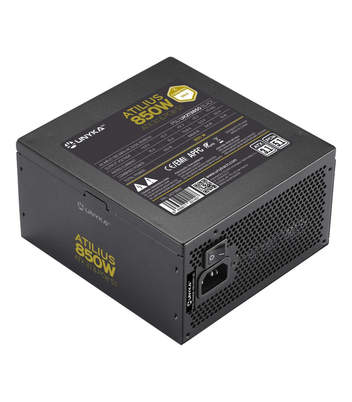 FUENTE ALIMENTACION ATX 850W UNYKA ATILIUS 3.1 BLACK GOLD