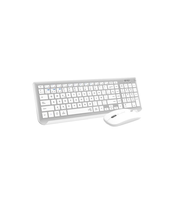 SUBBLIM Teclado con Ratn Bluetooth + 2.4G Combo Dual Prestige Extendido Plata/Blanco