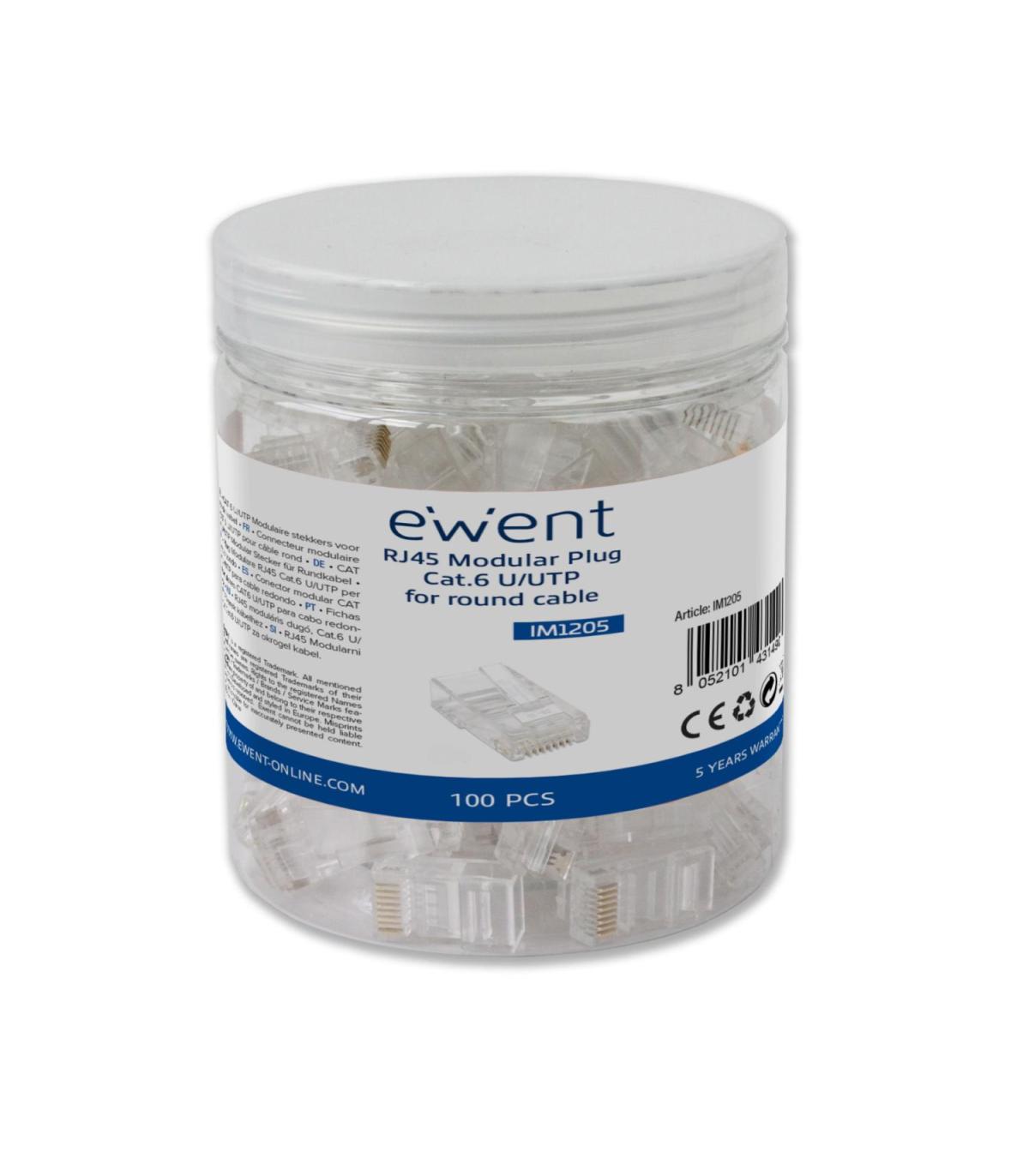 Ewent Conector Modular CAT 6 U UTP, 100pcs