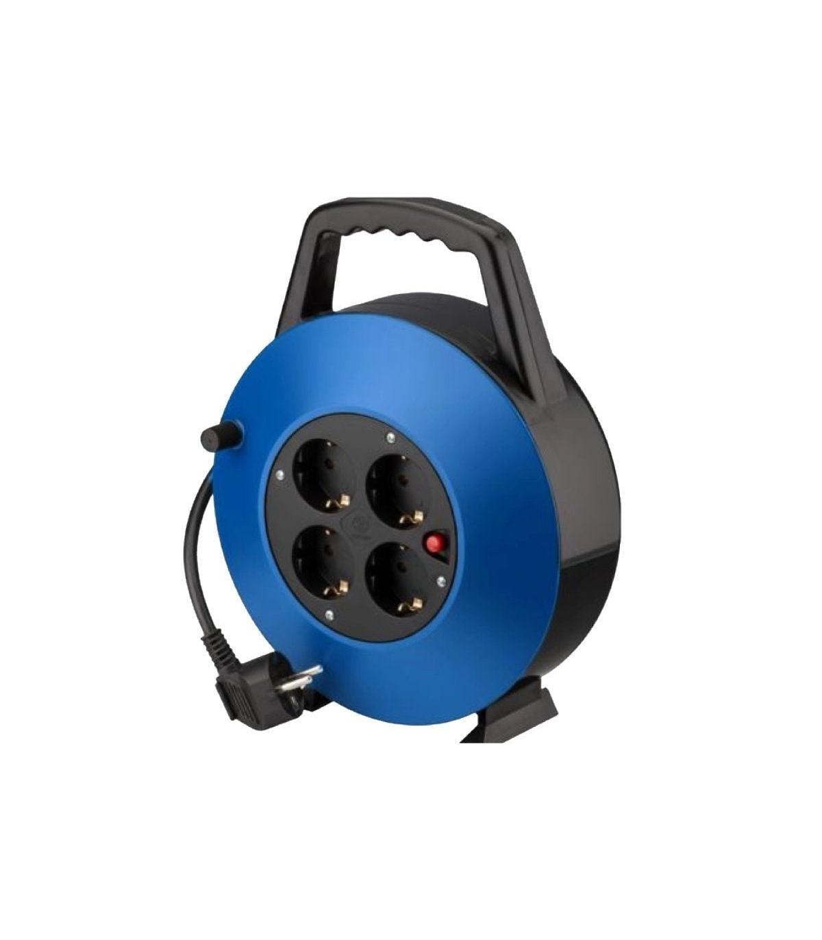 Regleta enrollable Phasak BN 3411/ 4 Tomas de Corriente/ Cable 10m/ Azul