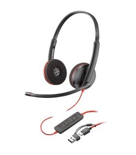 Auriculares Poly Blackwire 3220 + Adaptador USB-C/A/ con Micrfono/ Bulk/ Negros