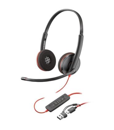 Auriculares Poly Blackwire 3220 + Adaptador USB-C/A/ con Micrfono/ Bulk/ Negros