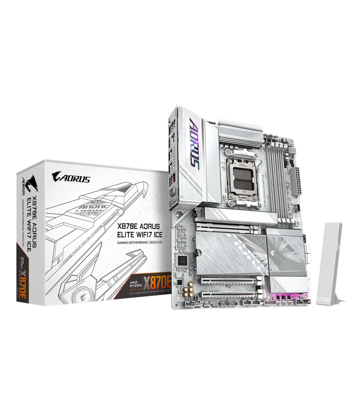 PLACA GIGABYTE X870E A ELITE WIFI7 ICE (BLANCO),AMD,AM5,X870E,4DDR5,256GB,1HDMI+1FHDMI+2USB4,4SATA3+4M.2,2.5GBLAN+WIFI7+BT5.4,6U